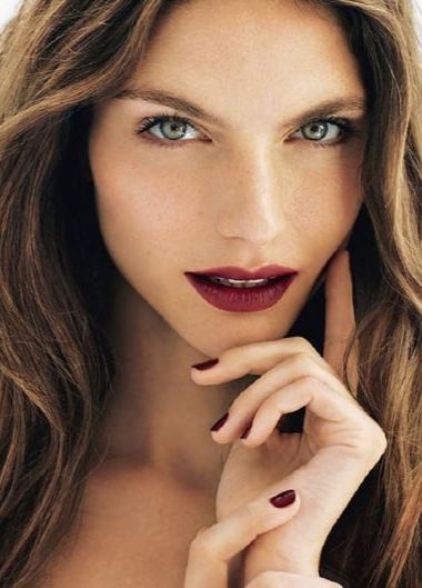 Burgundy Lips and Nails