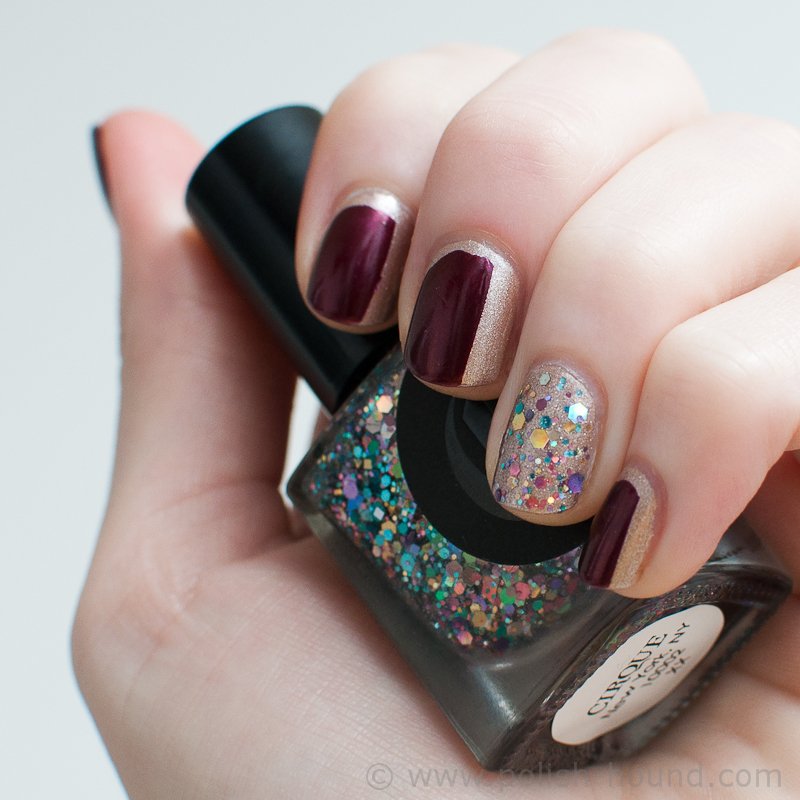 Burgundy Nail Design With Glitters
