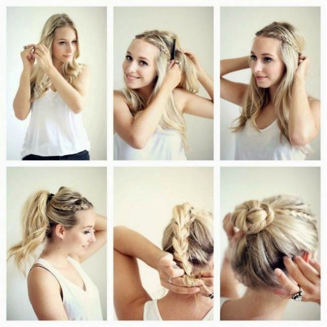 Cute Braided Bun Hairstyle