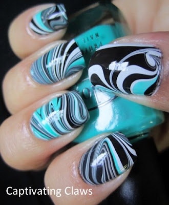 DIY Blue Water Marble Nails