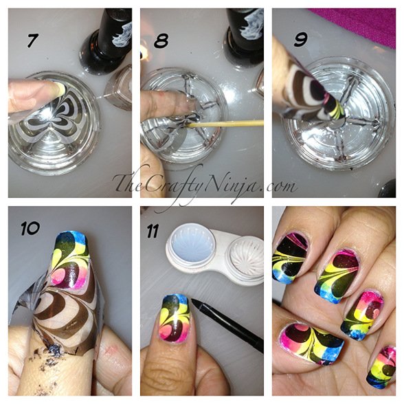 DIY Colorful Water Marble Nails