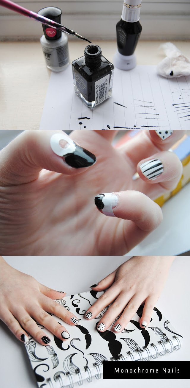 DIY Monochrome Print Nails
