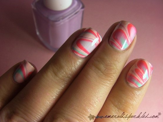 DIY Nude Water Marble Nails