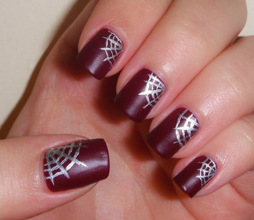 Designed Burgundy Nail Design