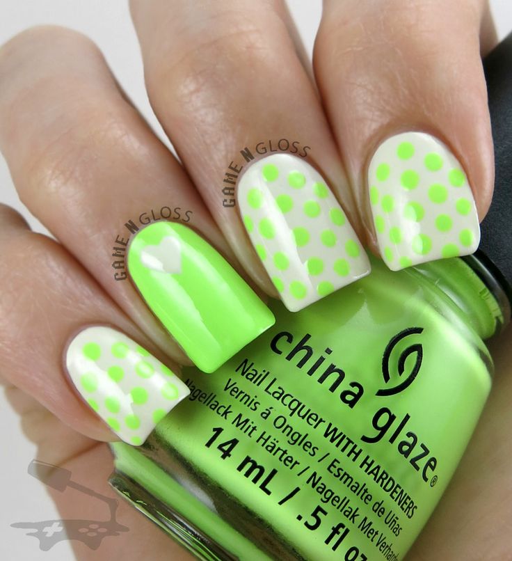Dotted Neon Nail Design