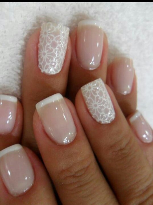French Nails With Flower Prints