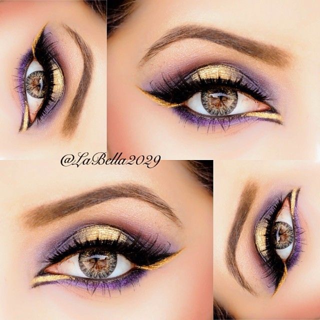 Gold and Purple Eye Makeup