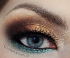 Gold and Teal Eye Makeup