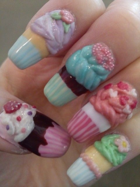 Lovely Cupcake Nails for Kids