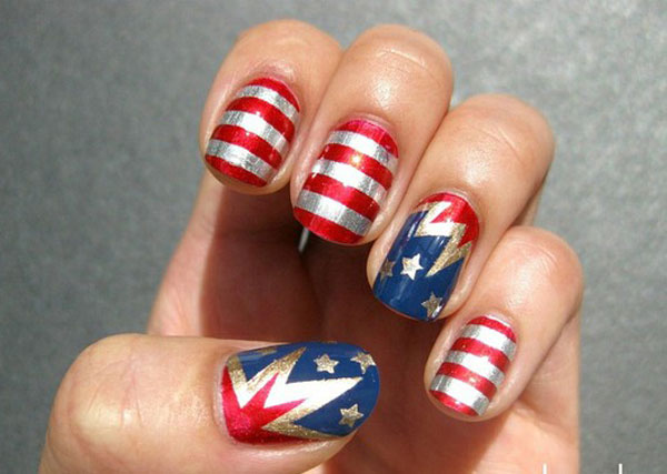 Mirrored American Flag Inspired Nail Design