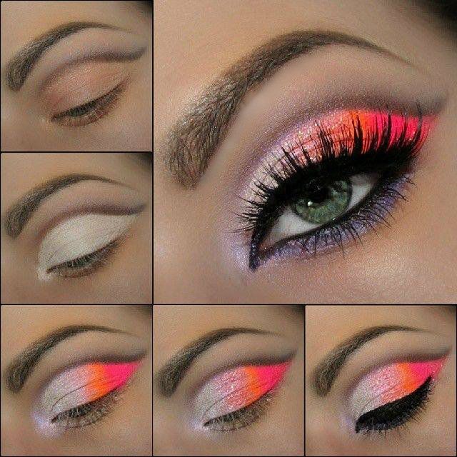 Neon Coral and Orange Eye Makeup Tutorial