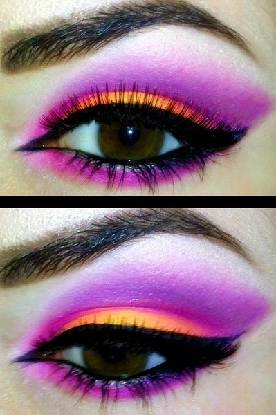 Neon Purple and Orange Eye Makeup Tutorial