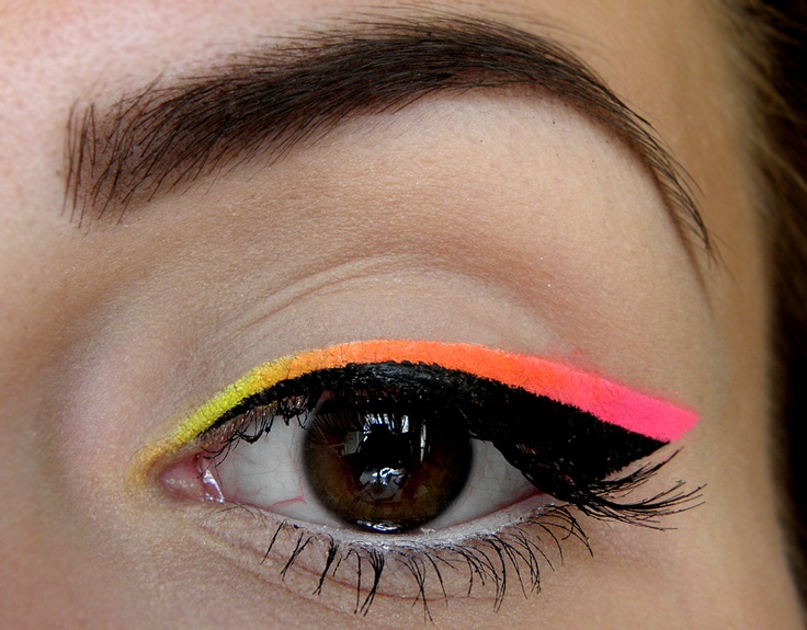 Neon Yellow and Pink Eye Makeup