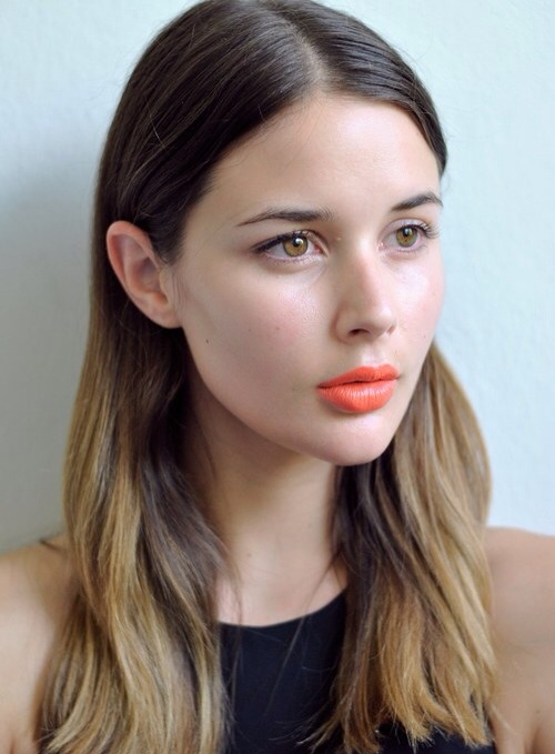 Orange Lips With Flawless Skin