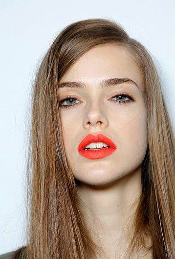 Orange Lips With Natural Eye Makeup