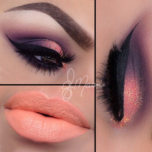 Peach Lips With Shimmery Eyeshadow