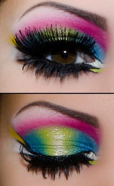 Peacock Inspired Eyes - Neon Makeup Look