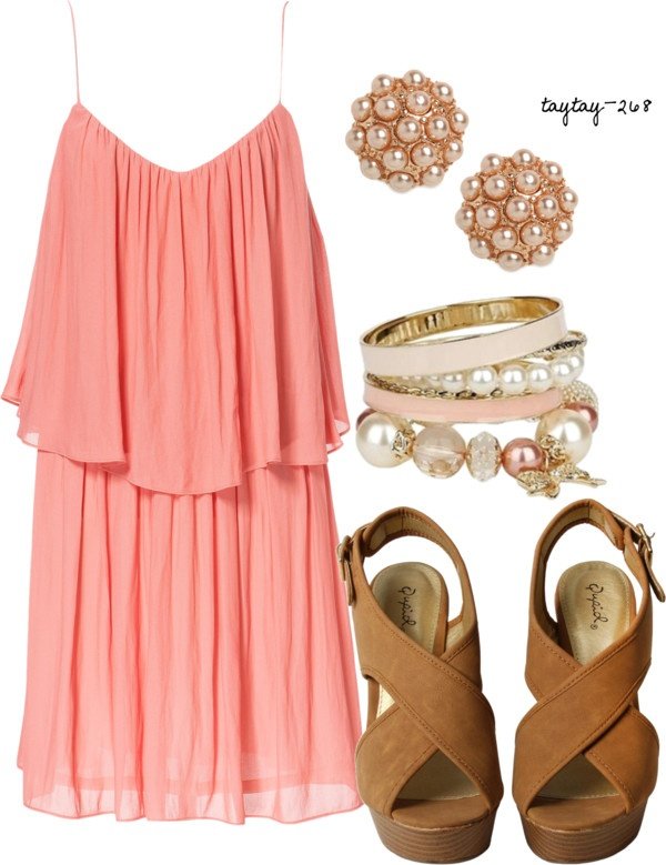 Pink Dress Outfit with Pearl Accessorites