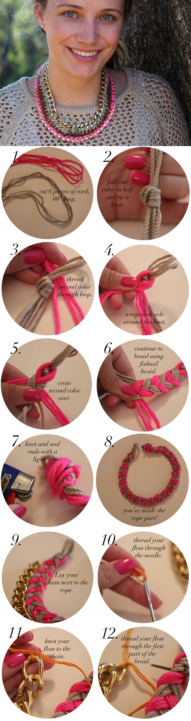 Pink Rope Necklace Tutorial