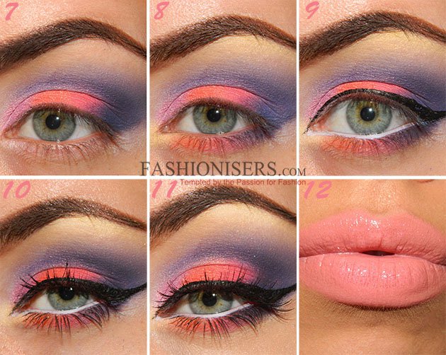 Pink and Purple Neon Eye Makeup Idea