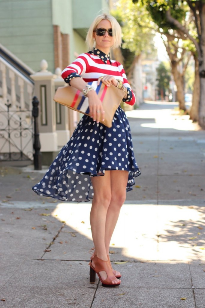 Polka Dot Dress with Stripe Shirt