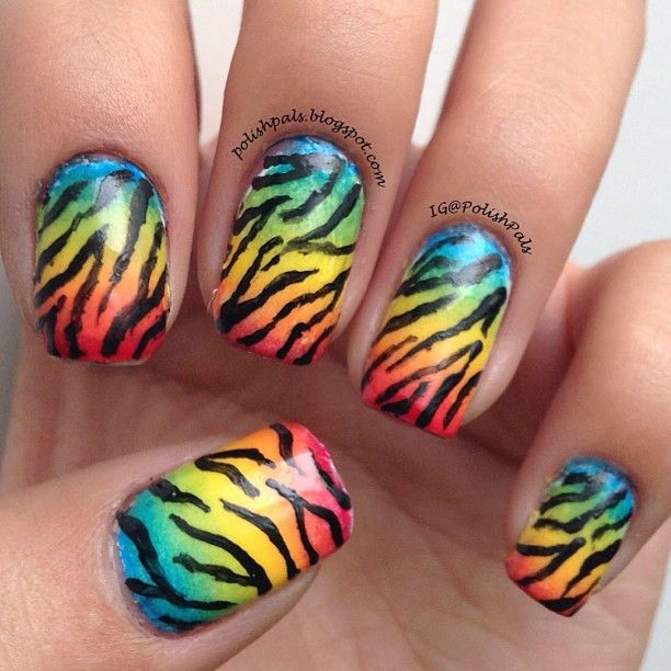 Rainbow Nails with Zebra Print