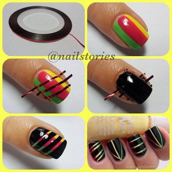 12 Ways to Make Colorful Nails With Scotch Tape Pretty Designs
