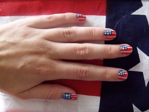 Sequined American Flag Inspired Nail Design