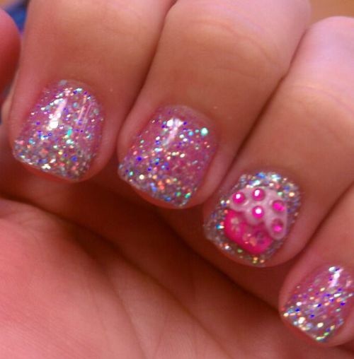 Sequined Cupcake Nails