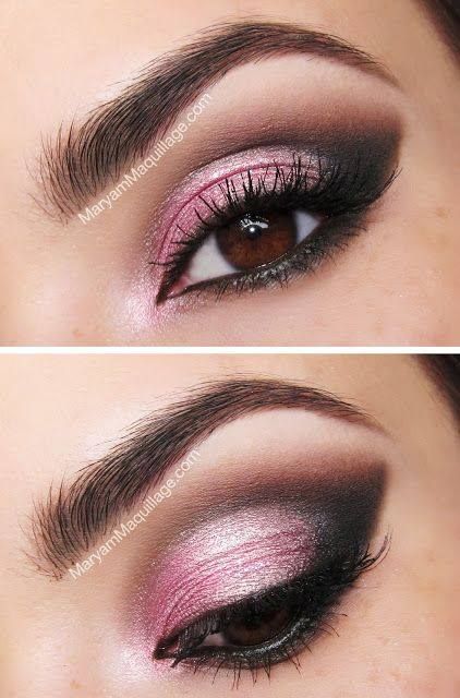 Shimmery Pink Smokey Eye Makeup