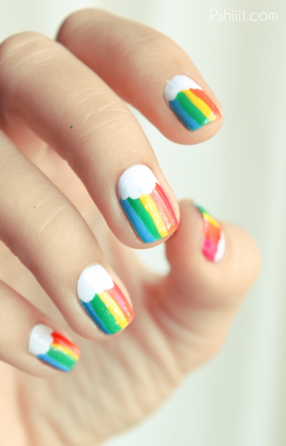 Stripe Rainbow Nails