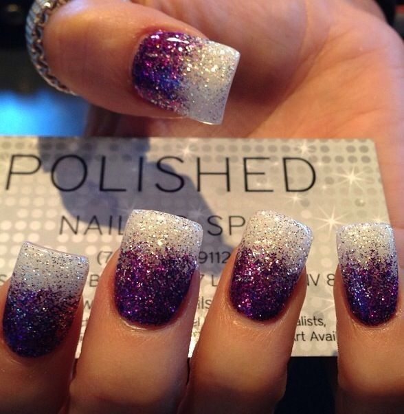 Two Toned Glitter Nails