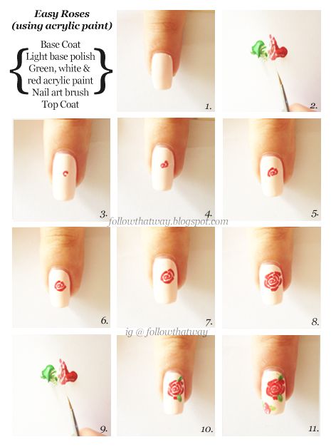 White Nails with Flower Paint