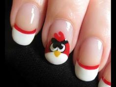 Angry Bird Nail Design for French Manicure