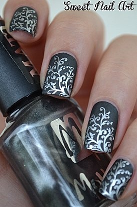 Baroque Silver Nail Design