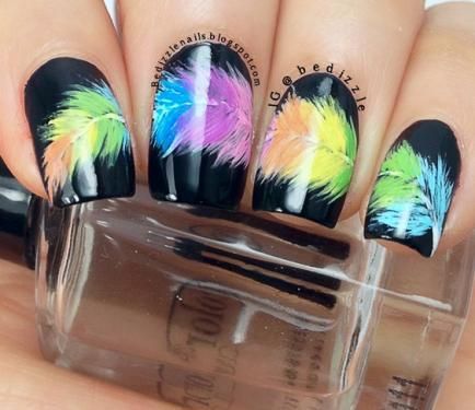 Black Rainbow Nail Art Design