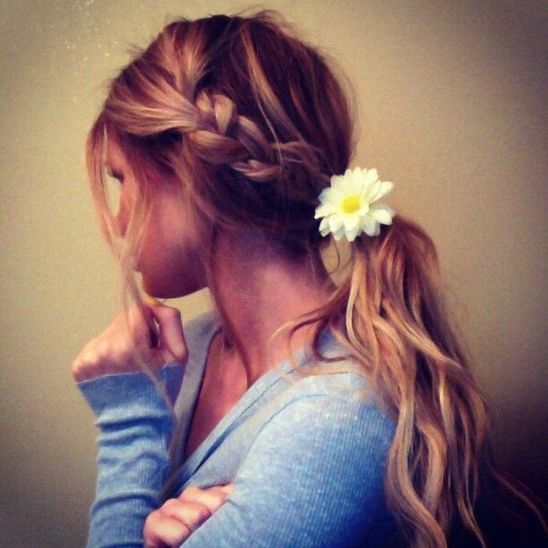 Braided Ponytail with a Flower