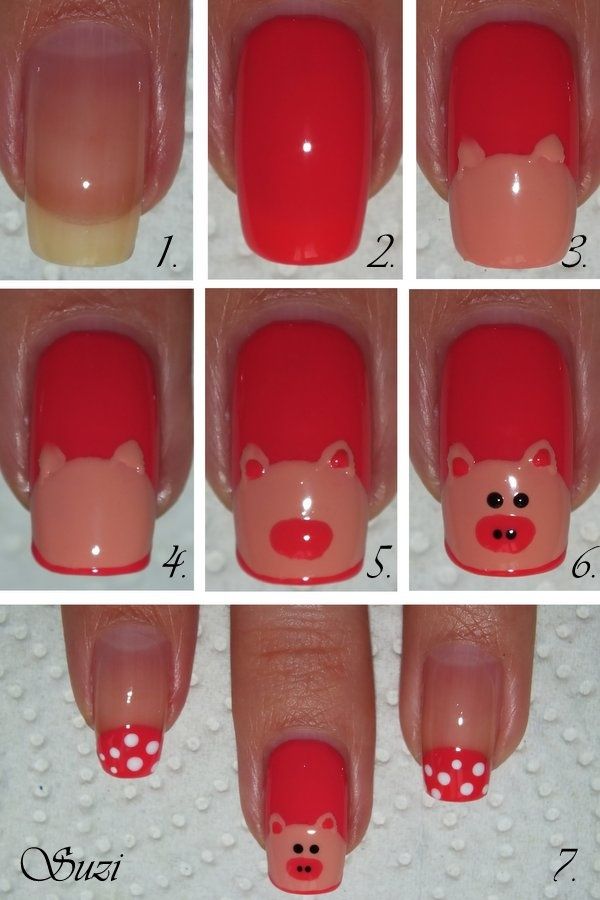 Bright Pink Pig Nails Tutorial
