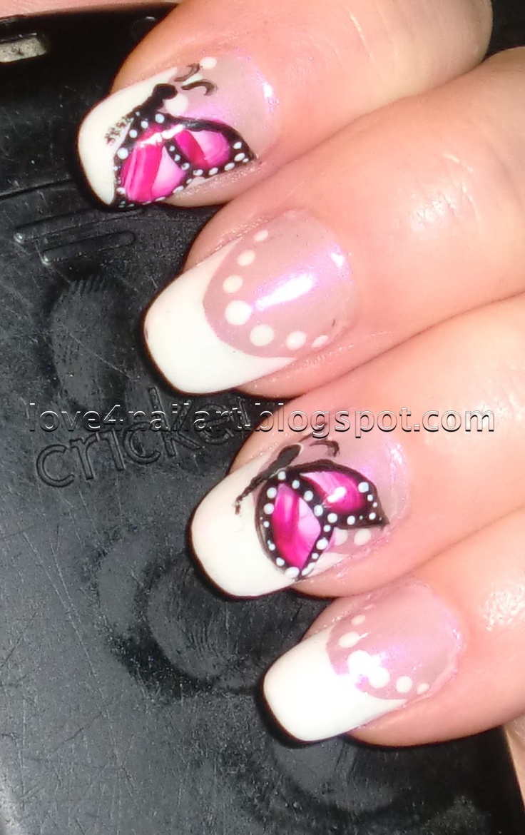 Butterfly Nail Design for French Manicure