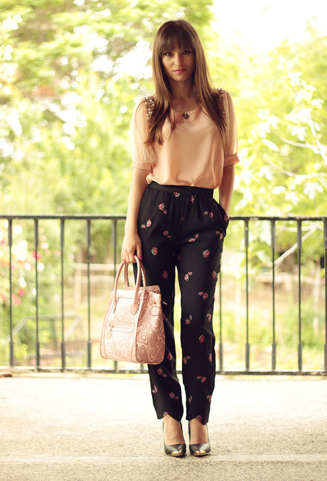 Chiffon Top and Floral Pants for Work