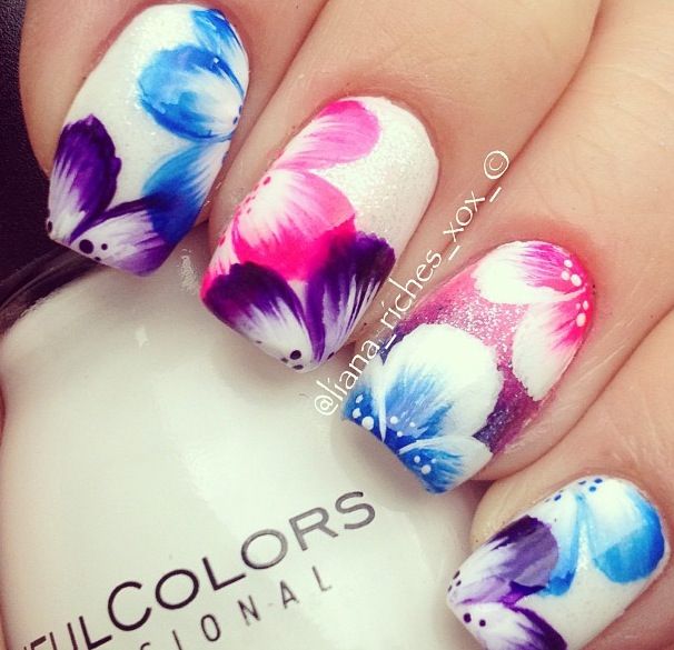 Colorful Flower Nails