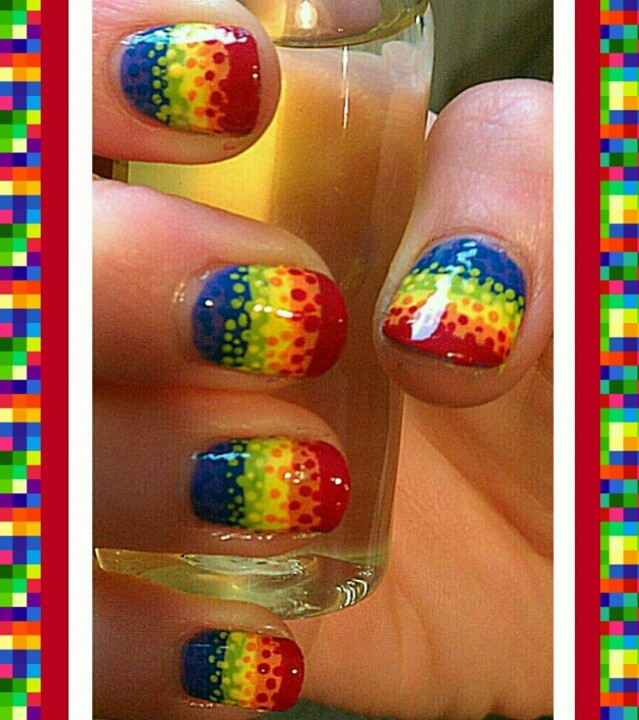 Dotted Rainbow Nail Art Design