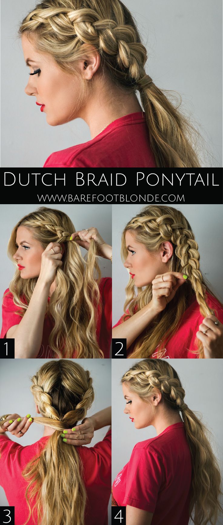 Dutch Braid Ponytail Tutorial