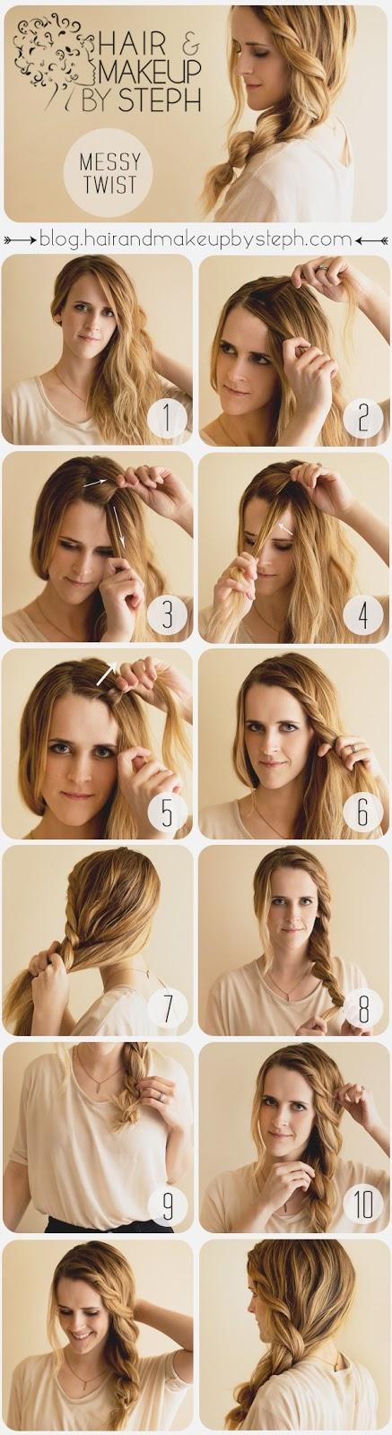 Easy Messy Twist Hairstyle Tutorial