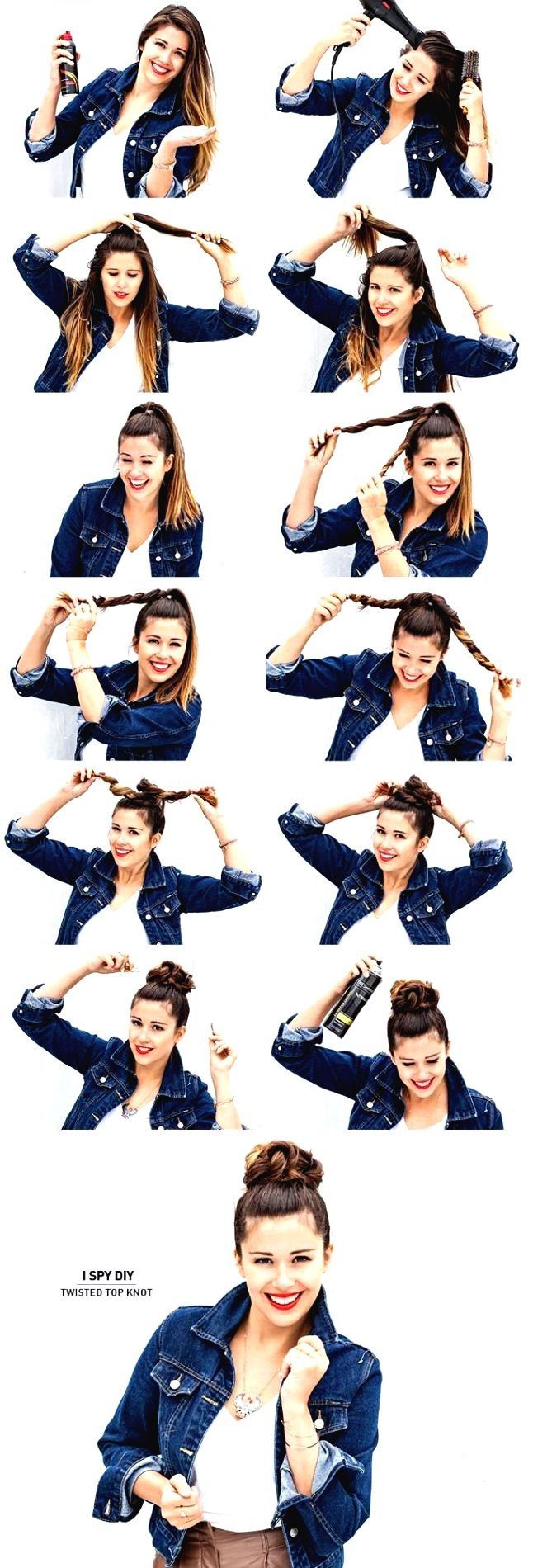 Easy Twisted Top Bun Hairstyle Tutorial