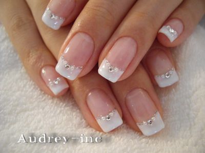 Embellished French Manicure Design