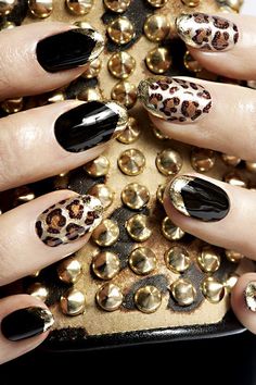 Embellished Leopard Nail Art Design