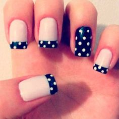 French Manicure Design With Polka Dots