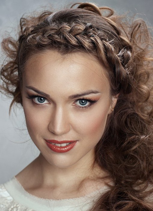 Funky Ponytail Hairstyle with Braided Crown