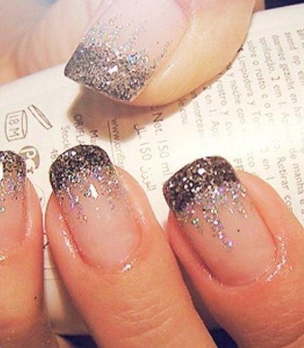 Glittering Waterfall French Manicure Design